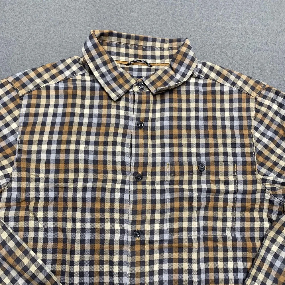 North‎ Face Shirt Mens Small Plaid Long Sleeve Button Up Organic Cotton Outdoors